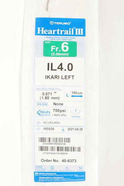 Terumo GC-U6IL400N Heartrail III Guiding Cath. IL4.0 IKARI LEFT Fr. 6  (x)